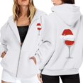 thumbnail image 1 of Womens Zip up Hoodie Christmas Funny Graphic Print Long Sleeve Jackets Xmas Holiday Funny Fall Winter Hooded Sweatshirts, 1 of 8