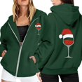 thumbnail image 1 of Womens Zip up Hoodie Christmas Funny Graphic Print Long Sleeve Jackets Xmas Holiday Funny Fall Winter Hooded Sweatshirts, 1 of 8
