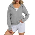 thumbnail image 1 of Womens Zip up Hoodies Cropped Sweatshirts Casual Comfy Cute Zip Jackets Fashion Trendy Fall Outfits, 1 of 7
