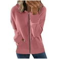 thumbnail image 1 of Womens Zip up Hoodies Drawstring Long Sleeve Solid Casual Comfy Loose Hooded Sweatshirts Tops Coat with Pockets, 1 of 7