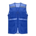 thumbnail image 1 of Womens Zipper Fishing Vest Multi-Pockets Light Weight Outdoor Work Jackets Travel Cargo Vest Jacket Blue, 4XL, 1 of 4
