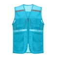 thumbnail image 1 of Womens Zipper Fishing Vest Multi-Pockets Light Weight Outdoor Work Jackets Travel Cargo Vest Jacket Light Blue, L, 1 of 4