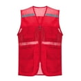 thumbnail image 1 of Womens Zipper Fishing Vest Multi-Pockets Light Weight Outdoor Work Jackets Travel Cargo Vest Jacket Red, 2XL, 1 of 4
