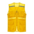 thumbnail image 1 of Womens Zipper Fishing Vest Multi-Pockets Light Weight Outdoor Work Jackets Travel Cargo Vest Jacket Yellow, 3XL, 1 of 4