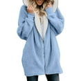 thumbnail image 1 of Womens Zipper Fleece Jackets Ladies Casual Hooded Coat Plus Size Mid-Length Long Sleeve Winter Warm Casual Fluffy Jackets Outwear, 1 of 5