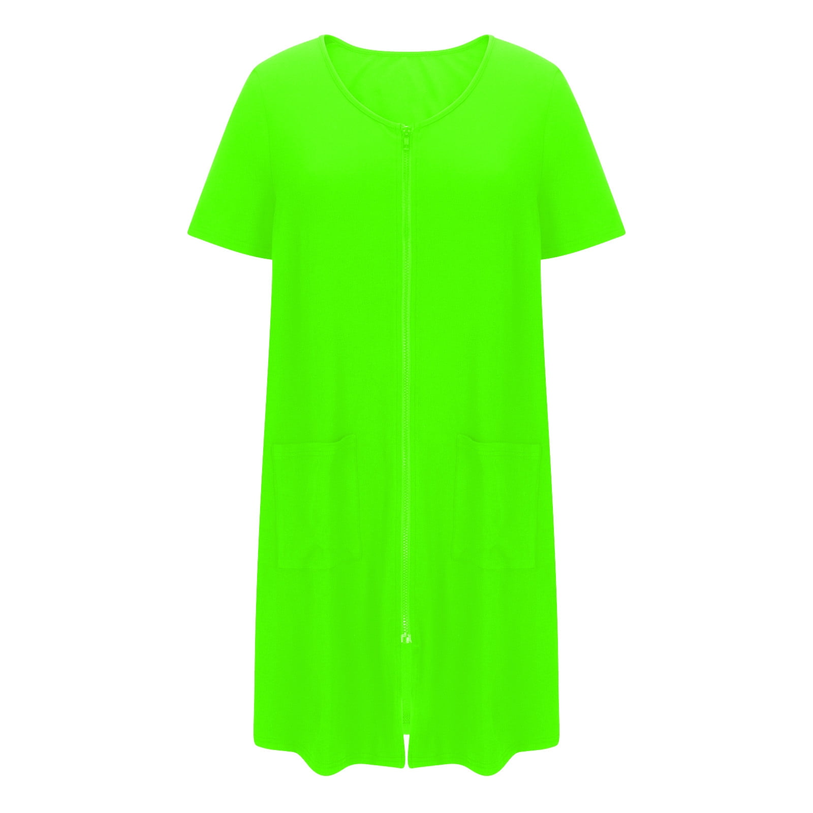 ladies short zipped dressing gown Zip Up Nightgown SWOMOG Women's Zip-Up Housecoat – Sleeve Robe With Pockets – Soft & Lightweight feature_Bows
