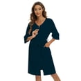 thumbnail image 1 of Womens Zipper Front Robe Nightgowns, Loose Spa Bathrobe V-neck Soft Loungewear Robes Sleepwear with Pockets Belt, 1 of 7
