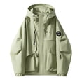 thumbnail image 1 of Womens Zipper Hiking Jackets Long Sleeve Raglan Waterproof Hooded Jacket Outdoor Light Weight Zip-Up Coat Green, 2XL, 1 of 2