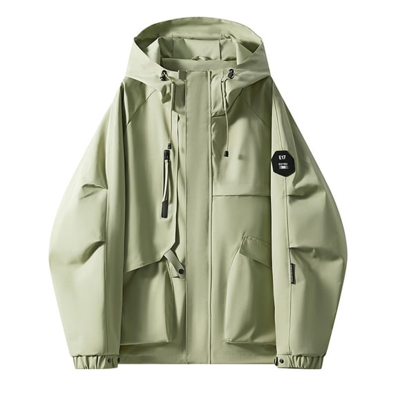 Womens Zipper Hiking Jackets Long Sleeve Raglan Waterproof Hooded Jacket Outdoor Light Weight Zip-Up Coat Green, 2XL