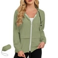 thumbnail image 1 of Womens Zipper Hooded Jacket Lightweight Packable Athletic Jackets Waterproof Outdoor Hiking Quick Dry Coats Army Green, M, 1 of 7