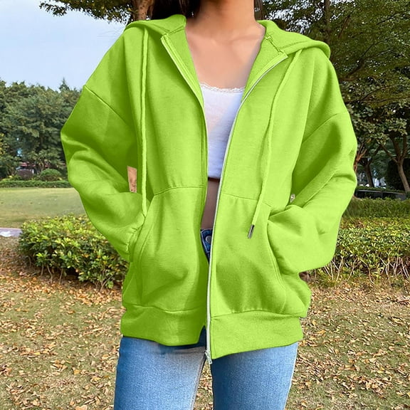 Womens Zipper Jacket Trendy Long Sleeve Solid Color Pockets Comfy Athletic Hooded Jacket Cozy Lightweight Sports&Travel Jacket for Spring Fall Winter