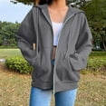 thumbnail image 1 of Womens Zipper Jacket Trendy Long Sleeve Solid Color Pockets Comfy Athletic Hooded Jacket Cozy Lightweight Sports&Travel Jacket for Spring Fall Winter, 1 of 6