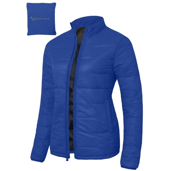 Womens Zipper Packable Puffer Jacket Warm Insulation Winter Outerwear Aulta R.Blue Coat for Hiking-XL