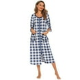 thumbnail image 1 of Womens Zipper Robe Short Sleeve Striped Nightgown Long House Coat with Pockets Lightweight Sleepwear, 1 of 7