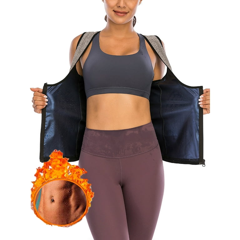 Womens Zipper Sauna Sweat Vest Hot Polymer Corset Waist Trainer