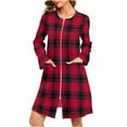 thumbnail image 1 of Womens Zipper Short Robe Christmas Buffalo Plaid Long Sleeve Bathrobes Sleepwear Soft Housecoat with Pockets Zip Up House Robes, 1 of 9