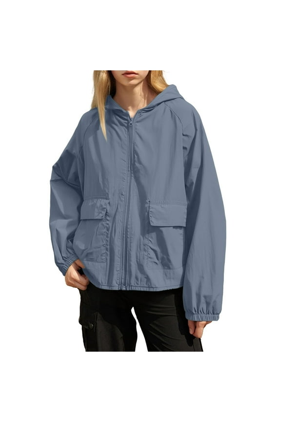 Womens Zipper Windbreaker Jackets Lightweight Raglan Sleeve Athletic Jacket Outwear Waterproof Loose Coats Navy, 2XL