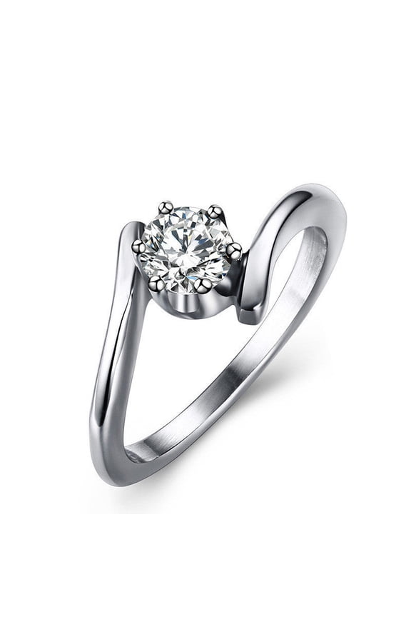 Womens Zircon Micro Inlaid Stainless Steel Ring Rhombus Shape Jewelry For Wedding Engagement Anniversary Gift Durable