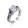 thumbnail image 1 of Womens Zircon Ring Coppery Jewelry White Gold White Sapphire Blue Mosaic Style Sizes 5 6 6th 8th 9th 10th 11th, 1 of 4