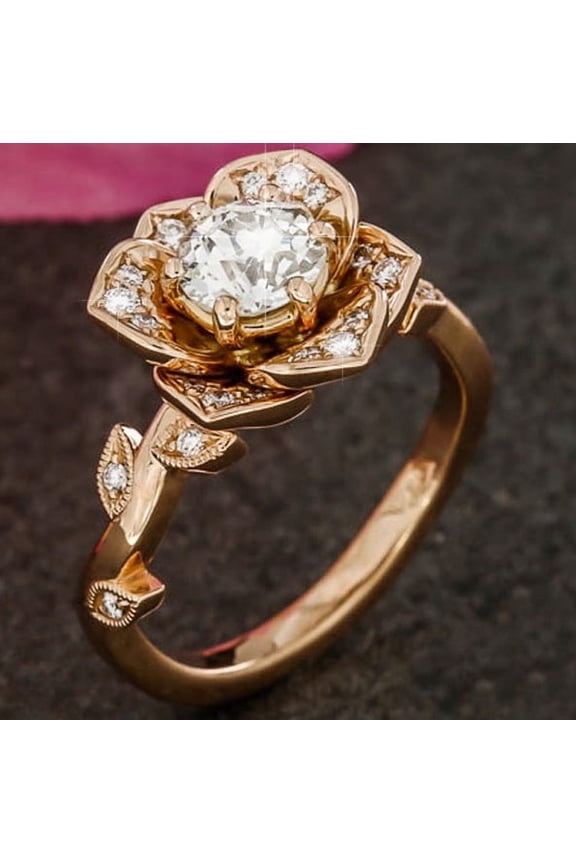 Womens Zircon Rose Gold Plated Copper Engagement Ring: A Stunning, Elegant Choice for Your Special Day