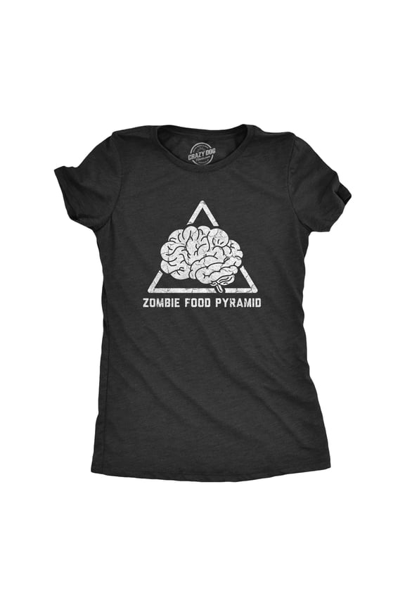 Womens Zombie Food Pyramid T Shirt Funny Undead Nutrition Tee for Ladies Womens Graphic Tees