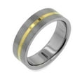 thumbnail image 1 of Womens and Mens 7mm Wide Gold Tone Striped Center Titanium Wedding Band Ring, 1 of 1