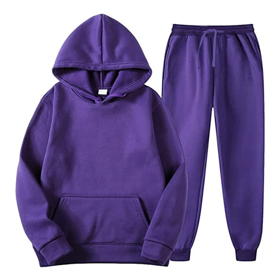 Womens and Mens Sweatsuits Lightweight Fleece Lined Sweatshirt Hoodie with Joggers Sweatpants 2 Piece Tracksuits, Purple M