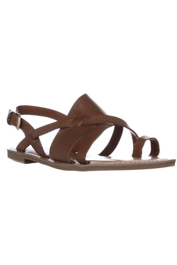 Womens bar III Voltage Flat Strappy Toe Loop Sandals - Dark Tan