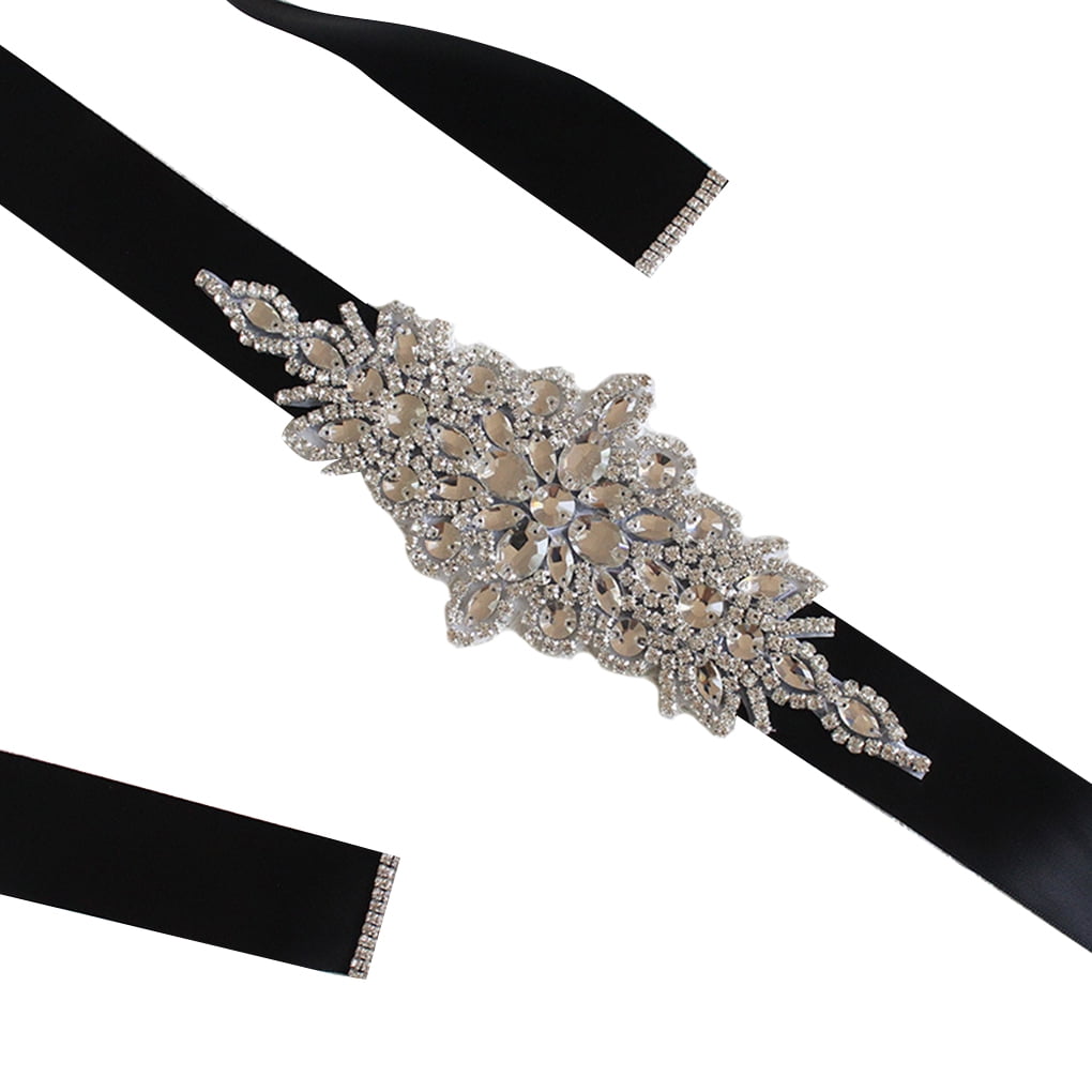 Womens belt Crystal Wedding Belts Satin Rhinestone Wedding Dress Belt  Wedding Accessories Bridal Ribbon Sash Belt Black - Walmart.com