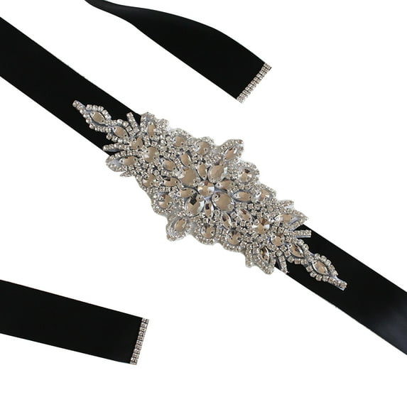 Womens belt Crystal Wedding Belts Satin Rhinestone Wedding Dress Belt Wedding Accessories Bridal Ribbon Sash Belt Black