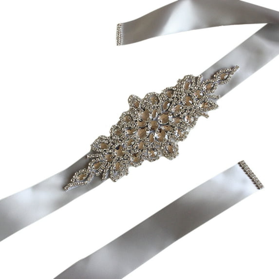 Womens belt Crystal Wedding Belts Satin Rhinestone Wedding Dress Belt Wedding Accessories Bridal Ribbon Sash Belt Grey