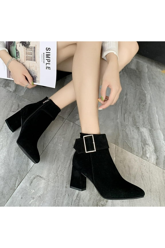 Womens boots Prime On Sale! Juebong Women Ankle Booties Retro Chunky High Heel Shoes Boots Plus Size Zipper Boots