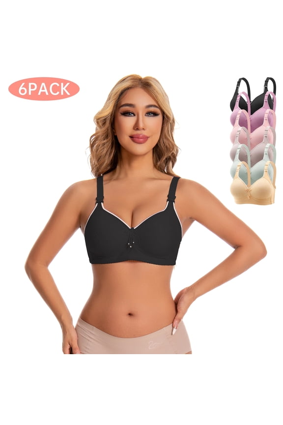 Women's Wireless Push-Up Bras Bralette S-XL, Multicolor (6 Pack)