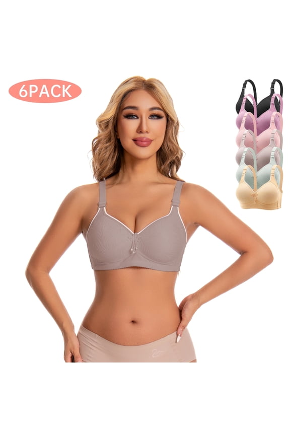 Womens bras Wireless Tassel Push-Up Full Coverage Seamless Bra Comfortable XXL 6 Pack