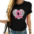 Womens cute pink ribbon flowers breast cancer awareness month Round