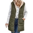 thumbnail image 1 of Womens hooded vest fleece Sleeveless Fleece Sherpa Jacket Reversible Zip Up Hoodie Pockets Warm Casual Loose Coat Fall Winter Clothing Outerwear, 1 of 6