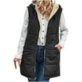 thumbnail image 1 of Womens hooded vest fleece Sleeveless Fleece Sherpa Jacket Reversible Zip Up Hoodie Pockets Warm Casual Loose Coat Fall Winter Clothing Outerwear, 1 of 5