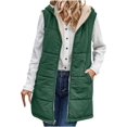 thumbnail image 1 of Womens hooded vest fleece Sleeveless Fleece Sherpa Jacket Reversible Zip Up Hoodie Pockets Warm Casual Loose Coat Fall Winter Clothing Outerwear, 1 of 5