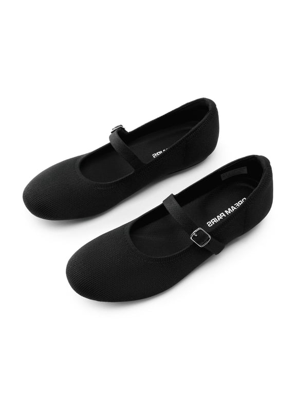 Womens mary jane ballet flats comfortable knit dress shoes with arch support for work or casual wear