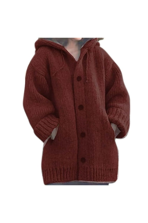 Womens Cardigan Cardigan Sweaters for Women with Hood Pockets Button Down Knitted Plus Size Sweater Open Front Fall Cardigan Coat