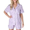 thumbnail image 1 of Womens Pajamas Set Button Lapel Beach Casual Short Sleeve And Shorts Womens Sleepwear,Purple,S, 1 of 7