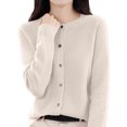 thumbnail image 1 of Womens&nbsp;cardigan&nbsp;sweaters Button Down Cardigans Long Sleeve Crewneck Cozy Sweater Top Casual Knitwear OIOLOYJM Beige 2XL, 1 of 6