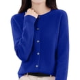 thumbnail image 1 of Womens&nbsp;cardigan&nbsp;sweaters Button Up Cardigans Lightweight Crew Neck Knit Sweaters Elegant Tops Outwear OIOLOYJM Blue M, 1 of 6