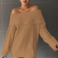 thumbnail image 1 of Womens off the Shoulder Sweater, Soft Knit Long Sleeve Pullover Tops Loose Casual Pullover Sweaters Fashion Fall Clothes Khaki S, 1 of 5