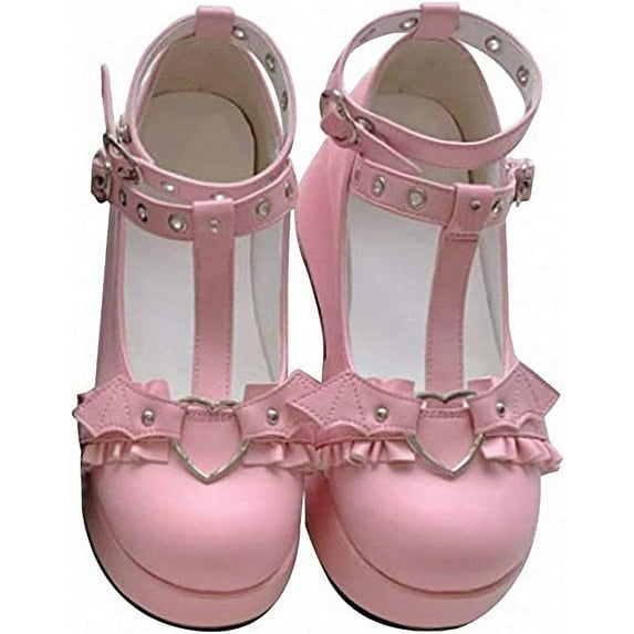 Womens platform Mary janes Shoes Sweet Toe Ankle Lolita Gothic Platform Dress Pumps Shoes Chunky Platform Shoes Patent Leather Dress Shoes