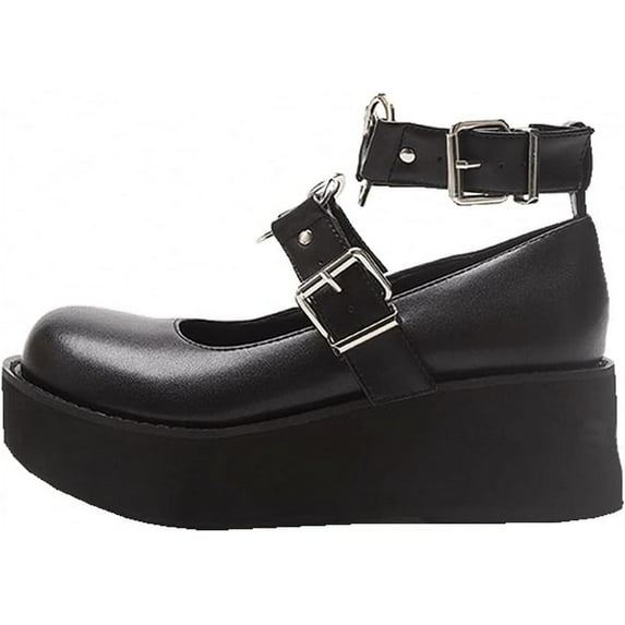 Womens platform Mary janes Shoes Sweet Toe Ankle Lolita Gothic Platform Dress Pumps Shoes Chunky Platform Shoes Patent Leather Dress Shoes