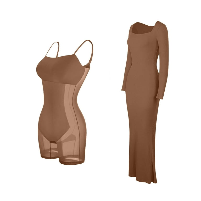 Women's casual straps solid color long-sleeved dress Women's casual straps solid color long-sleeved dress
