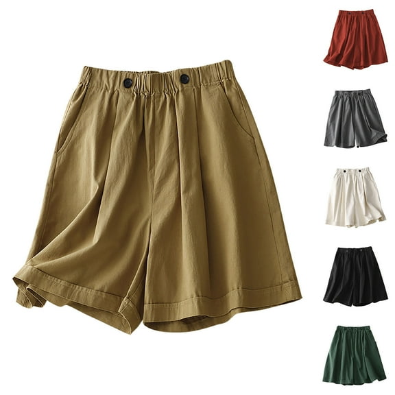 Womens's Casual Beach Shorts Plus Size Fashion Mid Waist Solid Color Casual High Waisted Oversized Short Pants