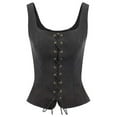 thumbnail image 1 of Womens's Cotton Corsets Bustier Tops Criss Cross Lace-up Waistcoat Tie Front Bustiers Slim Fit Vintage Outfits (2XL, Black), 1 of 4