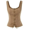 thumbnail image 1 of Womens's Cotton Corsets Bustier Tops Criss Cross Lace-up Waistcoat Tie Front Bustiers Slim Fit Vintage Outfits (XL, Brown), 1 of 5